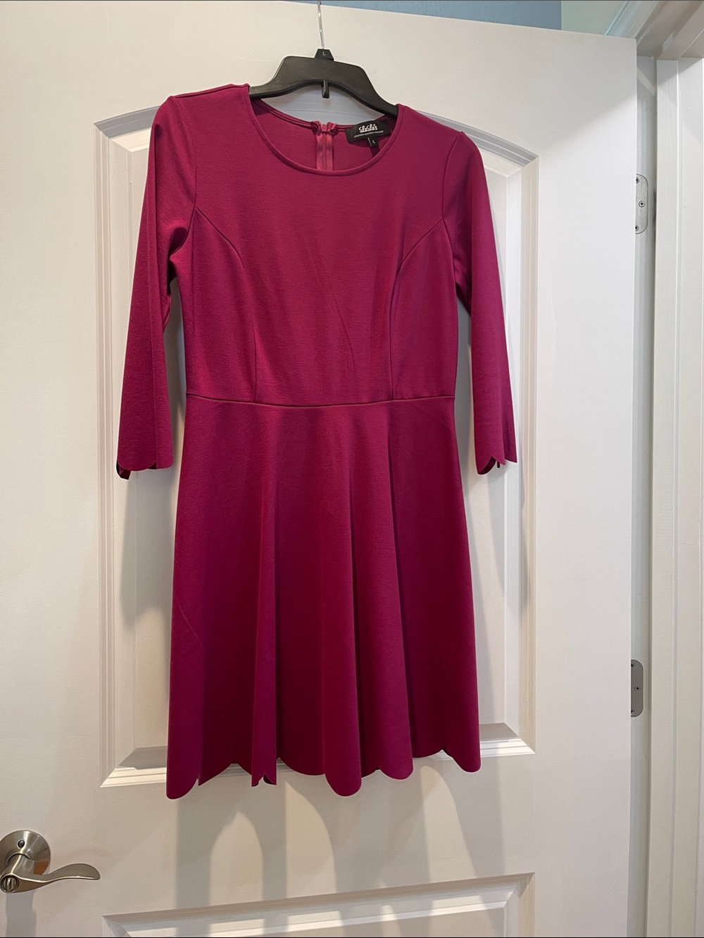 Lulu's Fuchsia Long Sleeve Fit-and-Flare Dress
